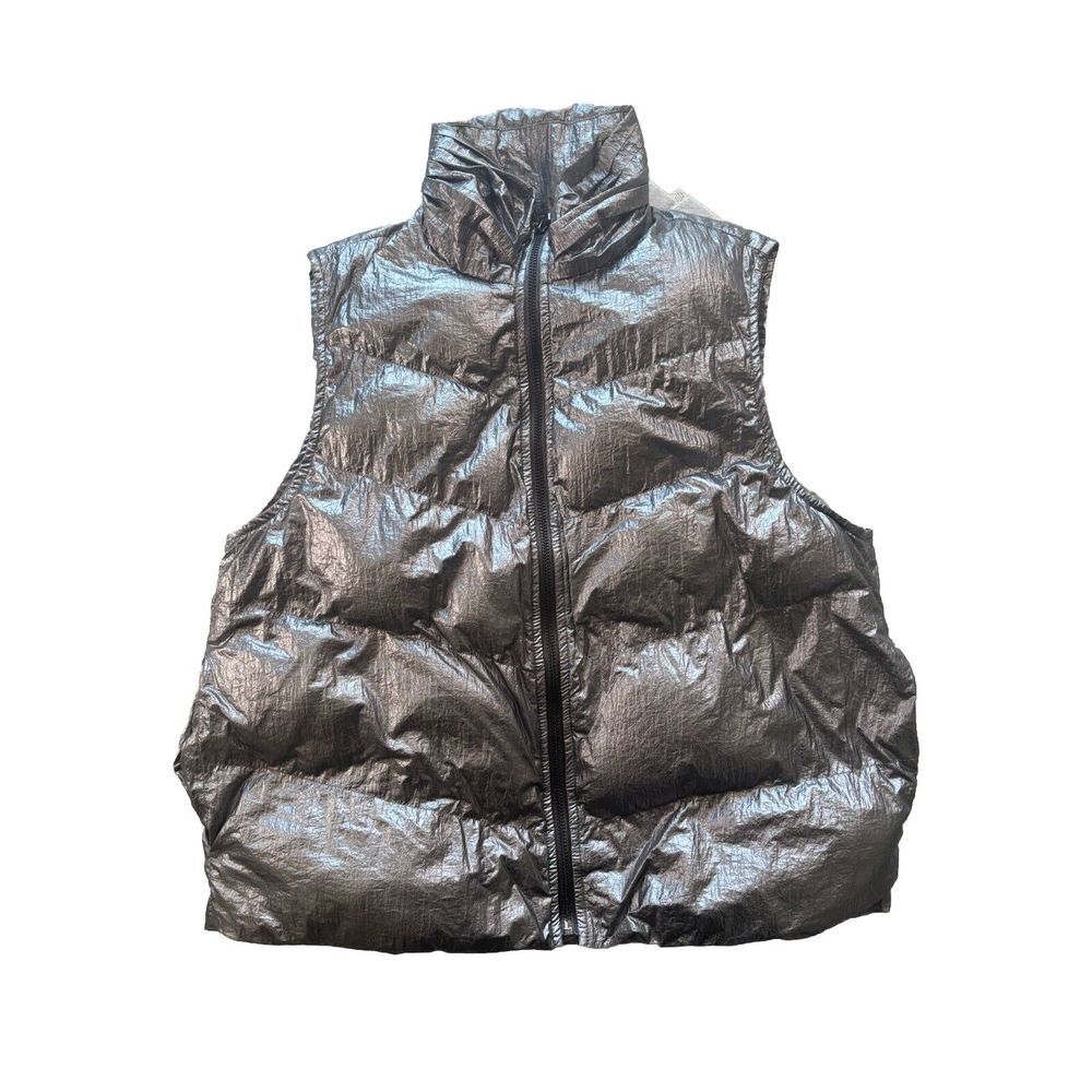 Anthropologie Vest Womens Medium Silver‎ Whisper Featherless Puffer Packable